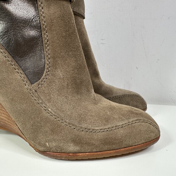 Donald Pliner Heidy Elephant Wedge Suede Leather Tall Boot Brown Women Size 8.5 - Picture 6 of 16